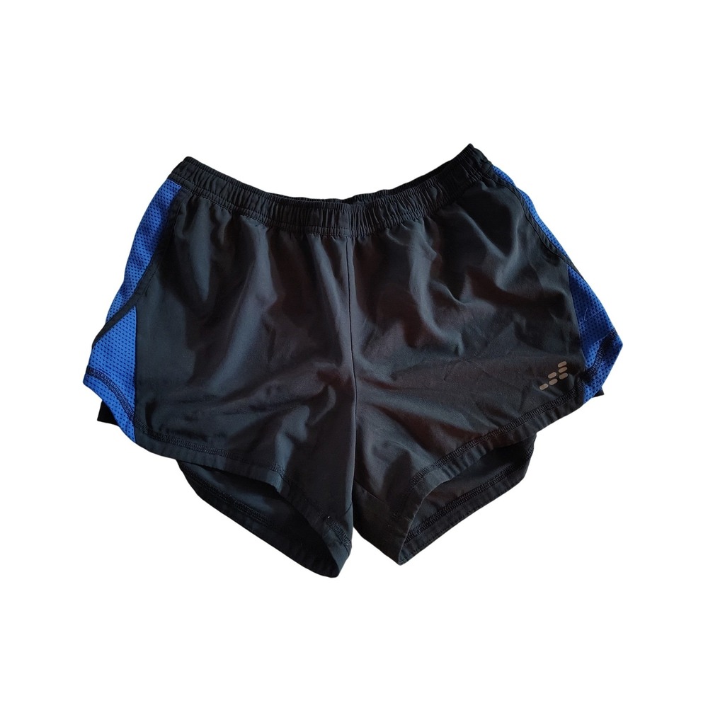 BG‎ Womens Running Shorts Black Blue Mesh Side Panels Athletic Gym Size Medium